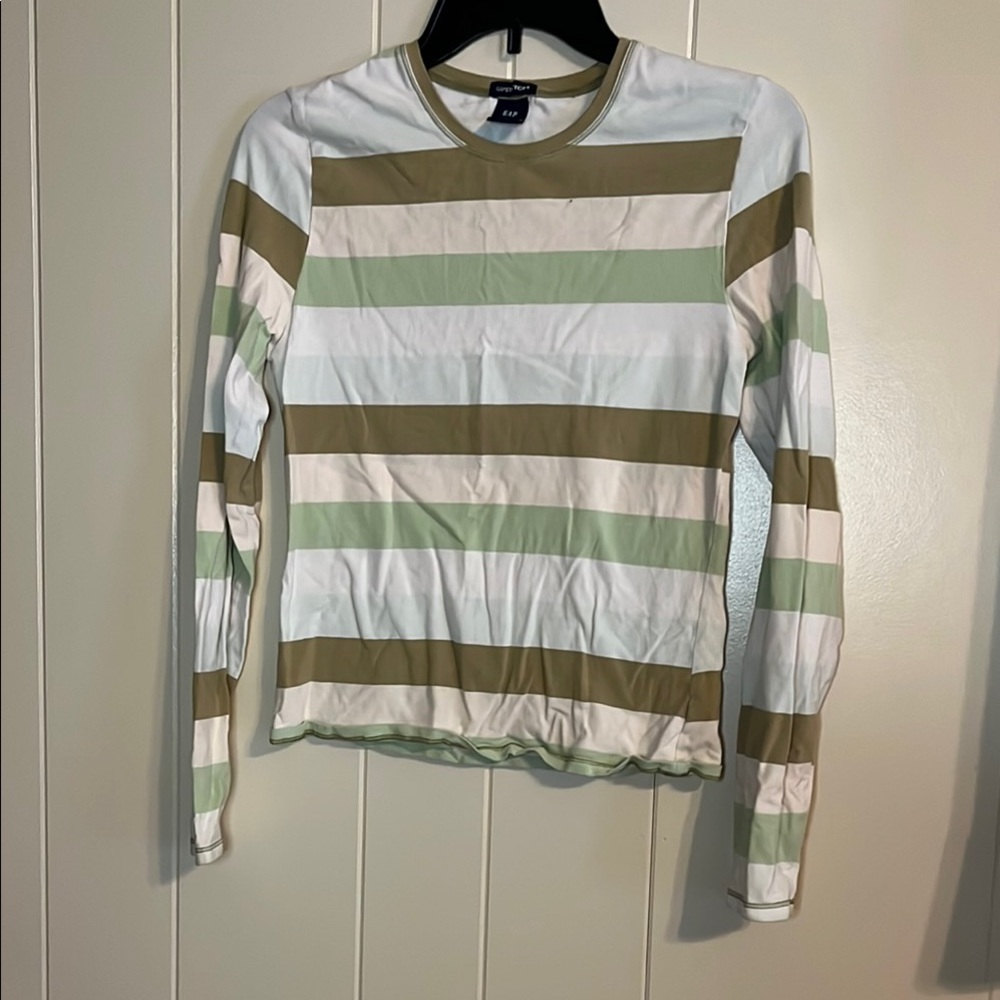 Green and White Long Sleeve Tee